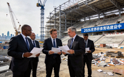 国际足联官员考察2026年世界杯体育场建设进度